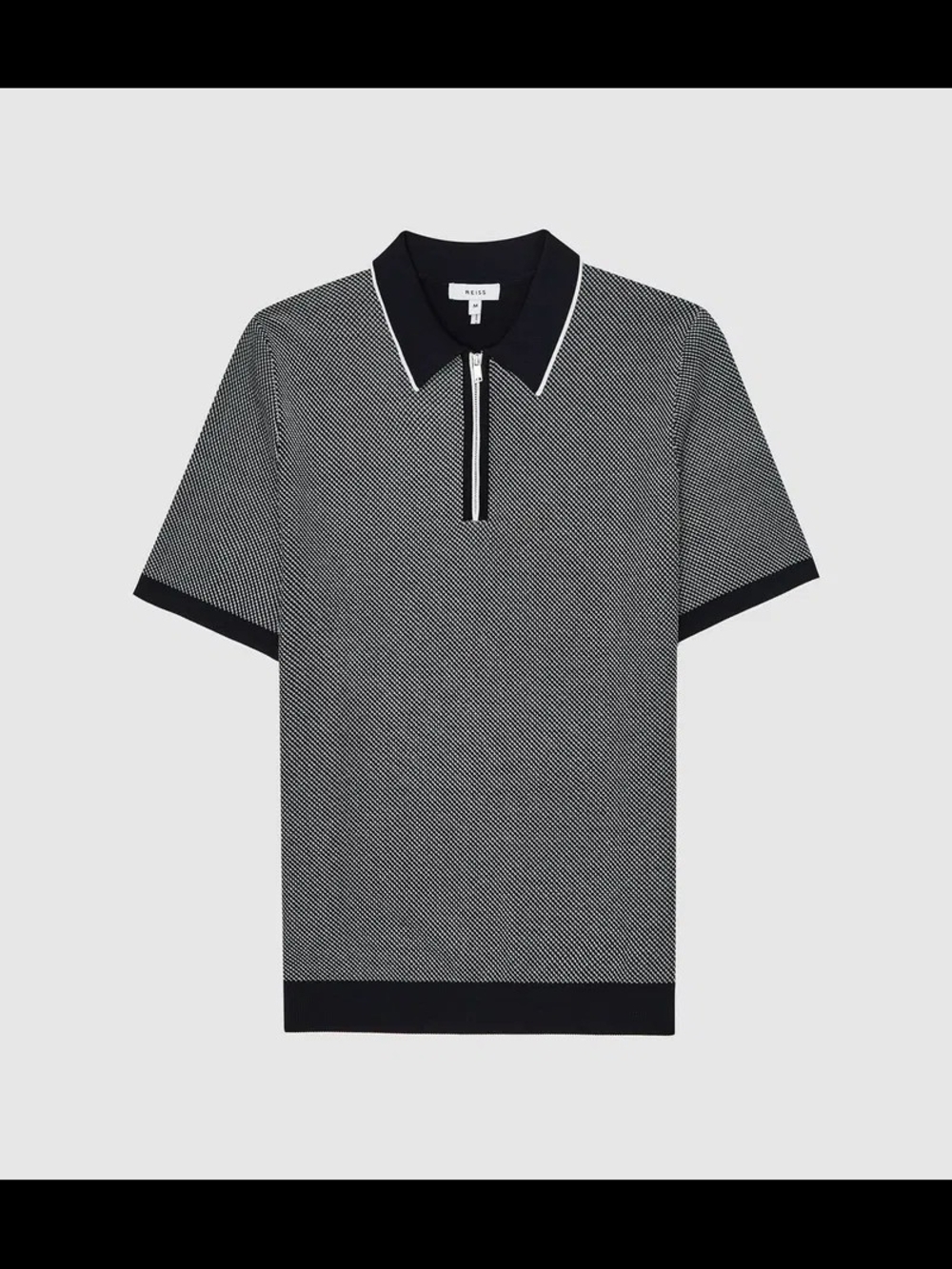 Reiss Jake Half Zip Micro Polo Shirt Navy White